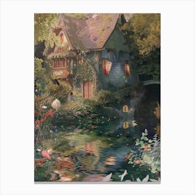 Fairytale Monet Pond Scrapbook Collage 5 Canvas Print