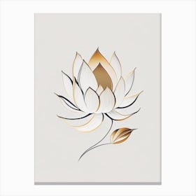 Lotus Flower In Garden Retro Minimal 4 Canvas Print