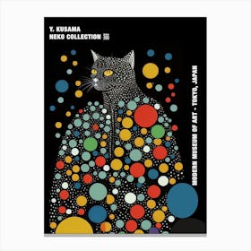 Yayoi Kusama Inspired Cat Poster Canvas Print
