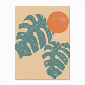 Tropical Blue Monstera Canvas Print