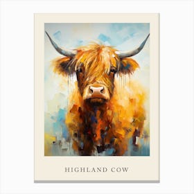 Brushstroke Portrait Of Highland Cow Poster 2 Canvas Print