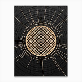 Geometric Glyph Symbol in Gold with Radial Array Lines on Dark Gray n.0040 Canvas Print