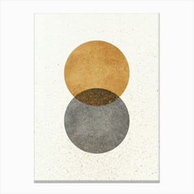 Abstract Lunar Eclipse 2 Circles Geometric Shape Minimalism - Gold Yellow Grey Canvas Print