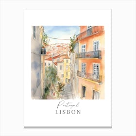 Portugal Lisbon Storybook 1 Travel Poster Watercolour Canvas Print