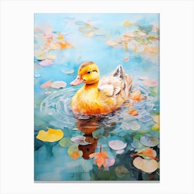 Mixed Media Ducks In The Pond 1 Canvas Print
