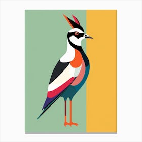 Colourful Geometric Bird Lapwing 3 Canvas Print