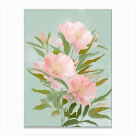 Laurel Flowers Acrylic Painting In Pastel Colours 3 Canvas Print
