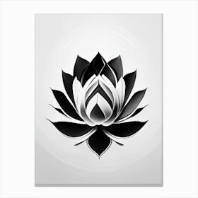 Double Lotus Black And White Geometric 2 Canvas Print