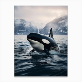Icy Realistic Photography Of Orca Whale, Moody Colour Scheme Canvas Print
