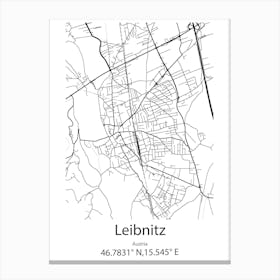 Leibnitz,Austria Minimalist Map Canvas Print