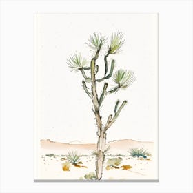 Joshua Tree In Desert Minimilist Watercolour  (3) Canvas Print