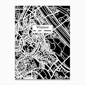 Vienna (Austria) City Map — Hand-drawn map, vector black map Canvas Print