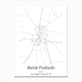 Bielsk Podlaski,Poland Minimalist Map Canvas Print