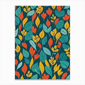 Autumn Leaves Seamless Pattern 4 Canvas Print