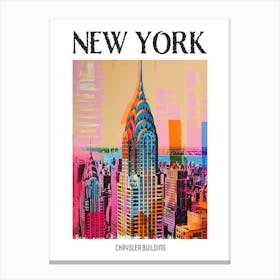 Chrysler Building New York Colourful Silkscreen Illustration 1 Poster Canvas Print