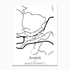 Anatoli,Greece Minimalist Map Canvas Print