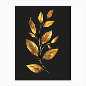 Gold Leaf On Black Background 1 Canvas Print