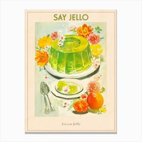 Retro Bright Green Jelly Vintage Cookbook Inspired 3 Poster Canvas Print
