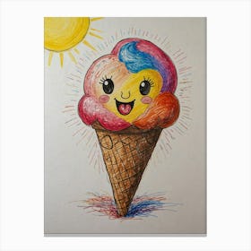 Ice Cream Cone Drawing Canvas Print