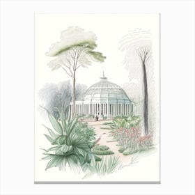 Kew Gardens, United Kingdom Vintage Pencil Drawing Canvas Print