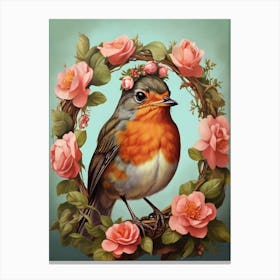 Bird In A Wreath Canvas Print