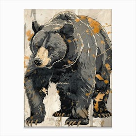 Black Bear Precisionist Illustration 2 Canvas Print
