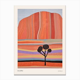 Uluru Australia 2 Colourful Mountain Illustration Poster Canvas Print