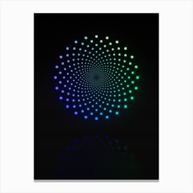 Neon Blue and Green Abstract Geometric Glyph on Black n.0269 Canvas Print