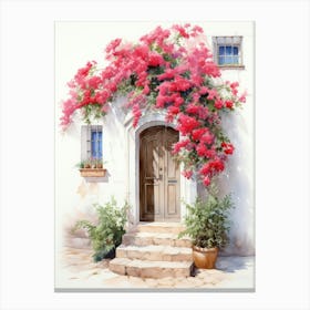 Mallorca, Spain   Mediterranean Doors Watercolour Painting 4 Canvas Print