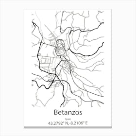 Betanzos,Spain Minimalist Map Toile