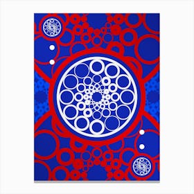 Geometric Glyph in White on Red and Blue Array n.0017 Canvas Print
