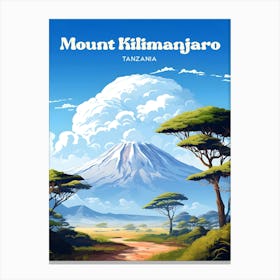 Mount Kilimanjaro Tanzania Adventure Travel Art Illustration Canvas Print