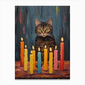 Cat and Candles 1 Canvas Print