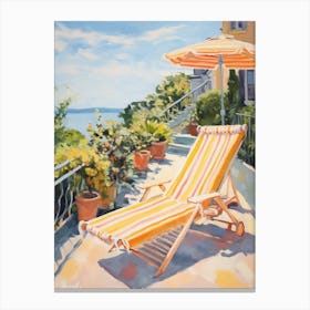 Sun Lounger By The Pool In Naples Italy Canvas Print