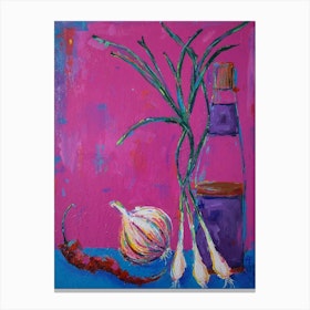 Chilli, Garlic, Spring Onions And Sesame Oil Canvas Print