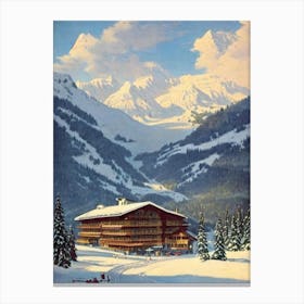 Le Grand Bornand, France Ski Resort Vintage Landscape 3 Skiing Poster Canvas Print