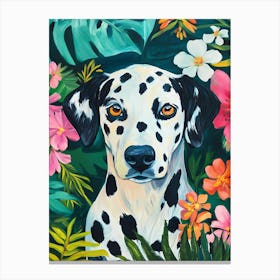 Dalmatian Dog Floral Garden Canvas Print