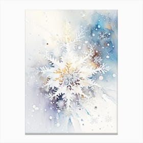 Cold, Snowflakes, Storybook Watercolours 3 Canvas Print