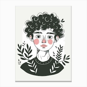 Portrait Of A Boy With Curly Hair Canvas Print