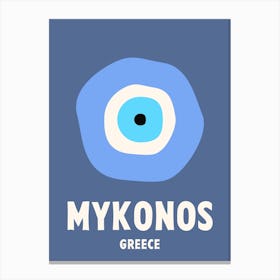 Mykonos, Greece, Graphic Style Poster 2 Canvas Print