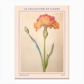 Carnation 2 French Flower Botanical Poster Canvas Print