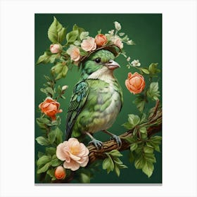 Bird With Roses 1 Canvas Print