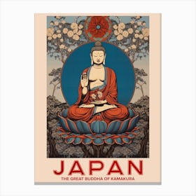 The Great Buddha Of Kamakura, Visit Japan Vintage Travel Art 3 Canvas Print