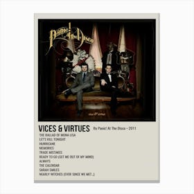 Vices & Virtues By Panic! At The Disco 2011 Poster 1 Canvas Print