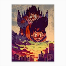 Anime Negative Space ― Goku Gohan Fly Together Canvas Print