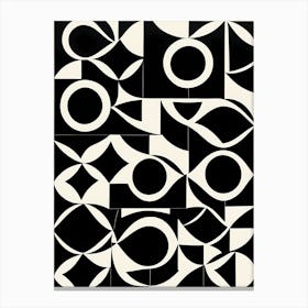 Mid Century Inspired Linocut, Black And White Colors Minimal , 102 Canvas Print