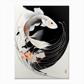 Ochiba Shigure 1, Koi Fish Minimal Line Drawing Canvas Print