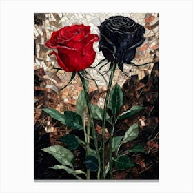 Black And Red Roses Canvas Print