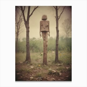 Wooden Figure In The Woods Canvas Print