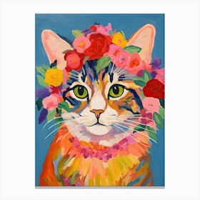 Cat With A Flower Crown Painting Matisse Style 4 Canvas Print